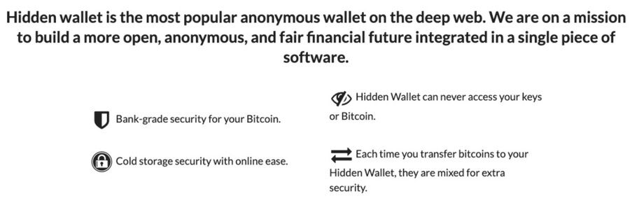 De bedste dark web-websteder, du ikke finder på Google 3 Et skærmbillede af Hidden Wallet-hjemmesiden.