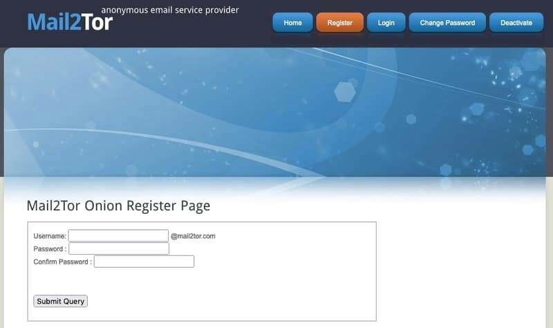 De bedste dark web-websteder, du ikke finder på Google 10 Et skærmbillede af Mail2Tor-hjemmesiden.