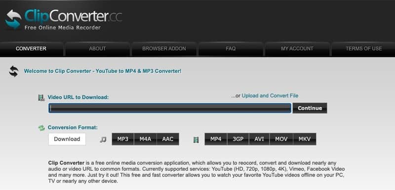 Sådan downloader du enhver video fra internettet: 18 gratis metoder 9 ClipConverter screenshot
