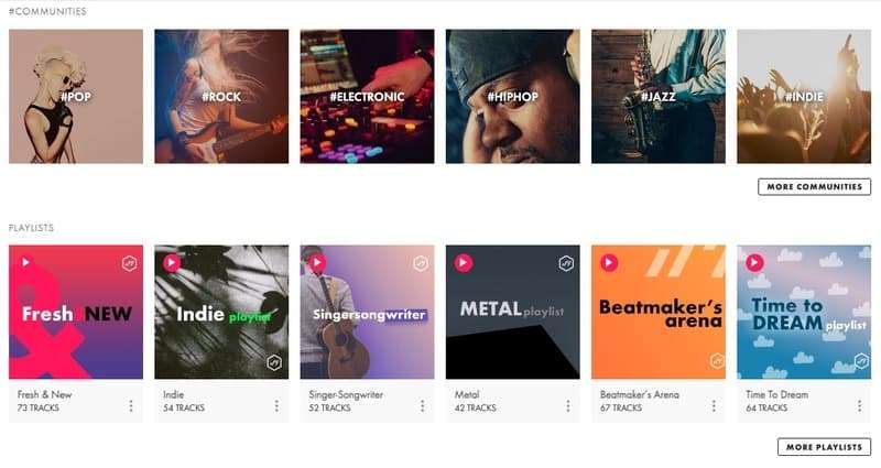 Skærmbillede af Jamendo hjemmeside