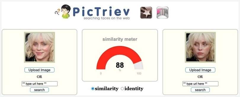 PicTriev - mulighed for at sammenligne ligheden mellem to ansigter eller vurdere, om billeder af to ansigter er den samme person