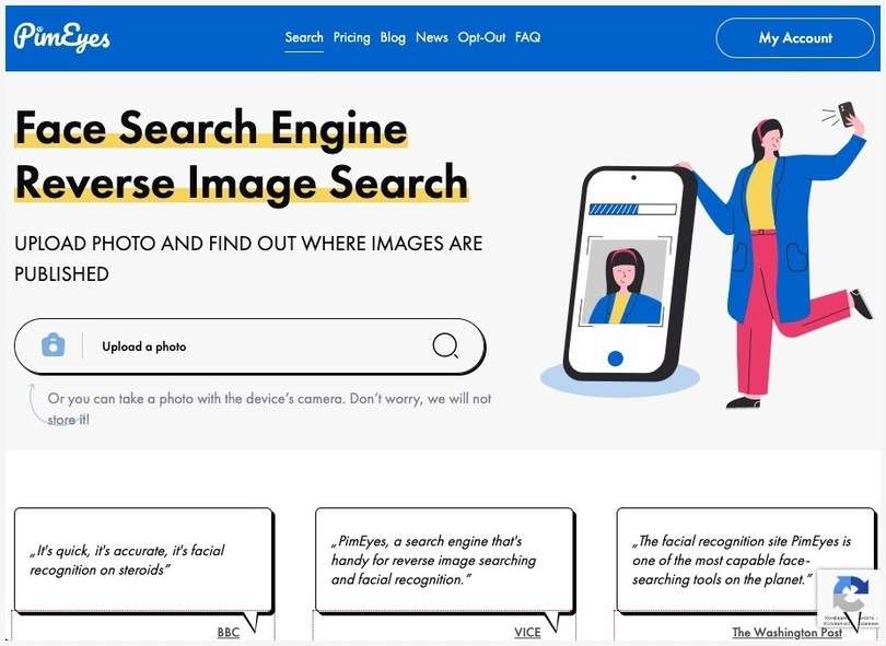 PimEyes: Ansigtssøgning