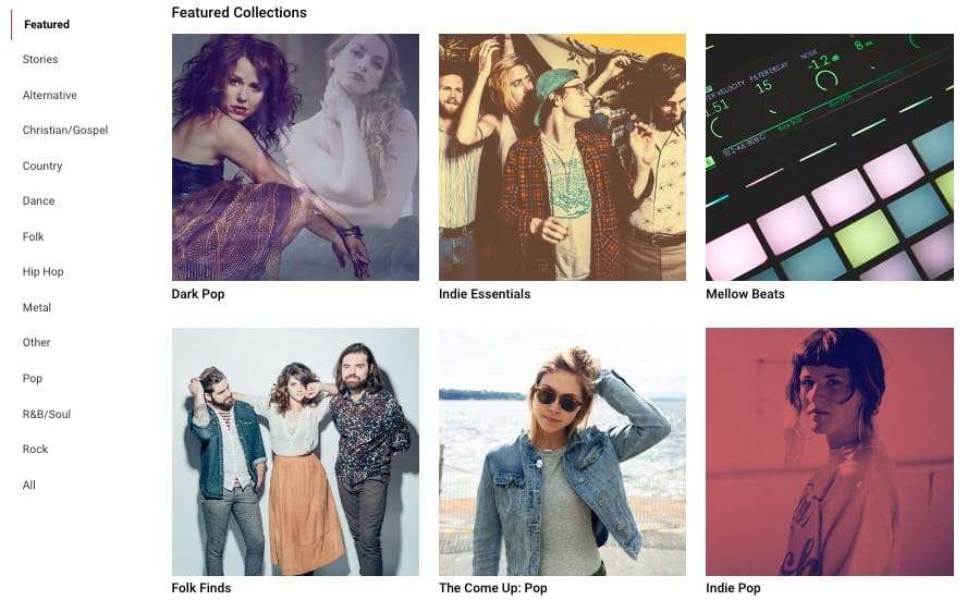 Skærmbillede af ReverbNation hjemmeside