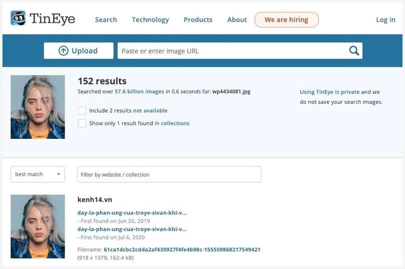 TinEye: Omvendt billedsøgning