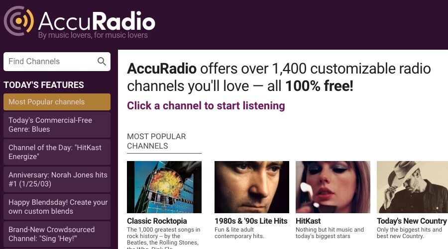 AccuRadio website