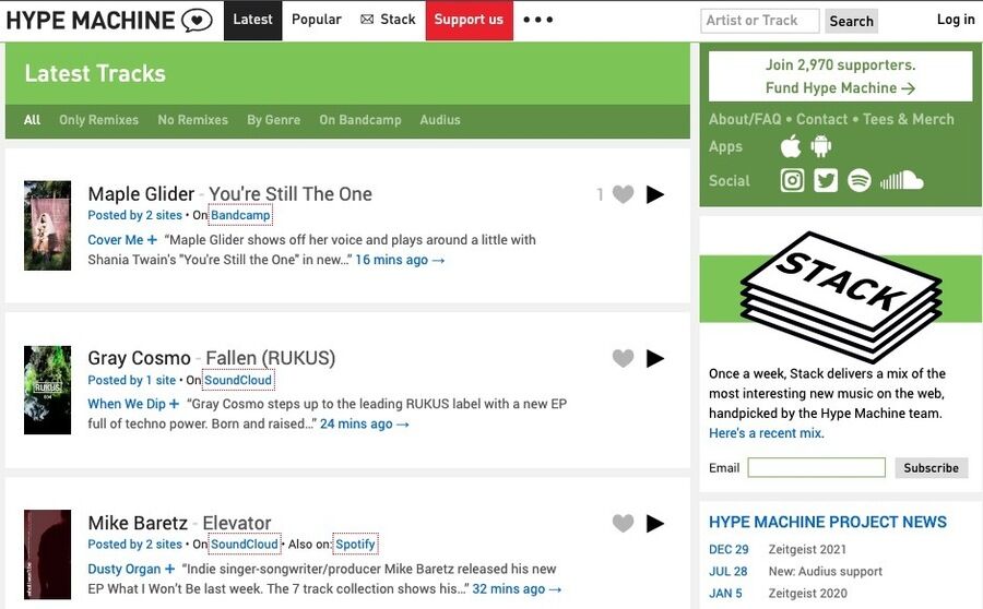 Hype Machine website