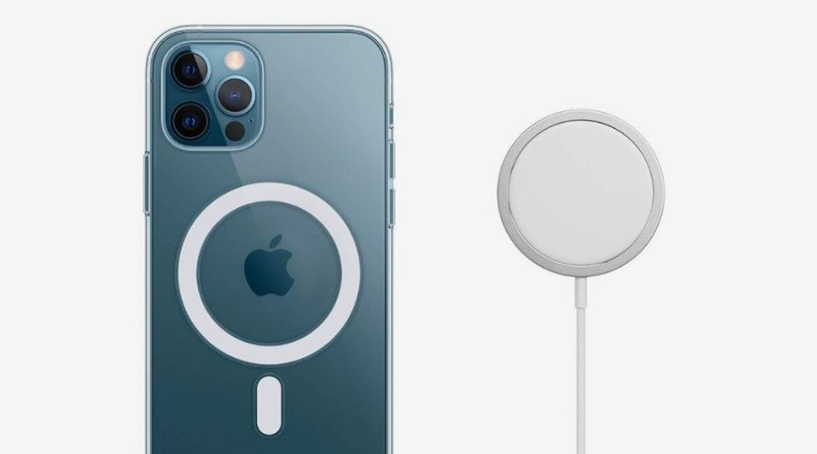 iPhone med en trådløs oplader