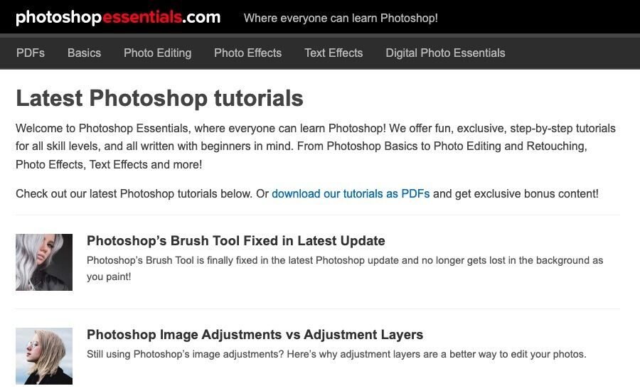 10 gratis websteder, der gør dig til en Photoshop Ninja 1 Photoshop Essentials