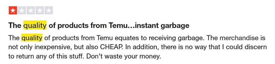 6 Temu-fiduser, du bør være opmærksom på 4 Bedømmelse på trustpilot om Temu