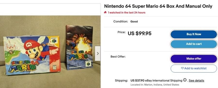 10 almindelige eBay-fiduser, og hvad du kan gøre ved dem 1 Screenshot af en eBay-annonce - Nintendo 64 Super Mario