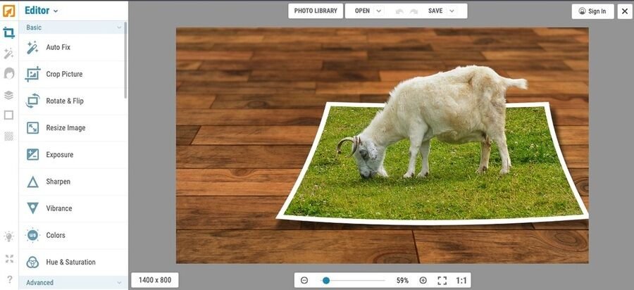 De 8 bedste gratis online AI-fotoredigeringsprogrammer 7 iPiccy - brugerflade.