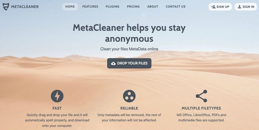 Skærmbillede af metacleaner.com websiden