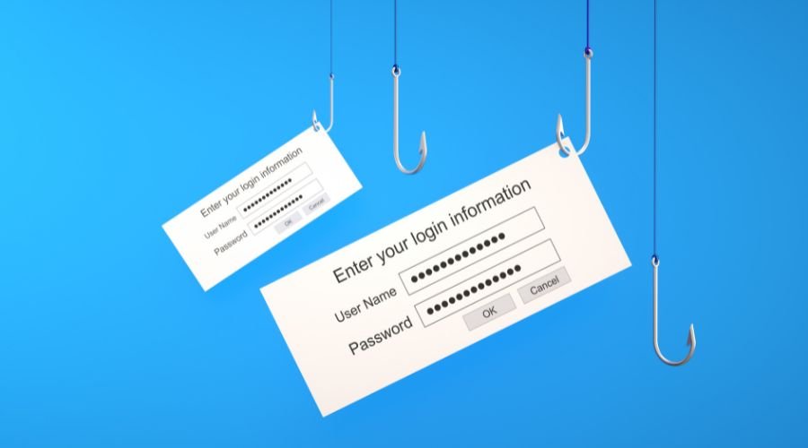 10 almindelige eBay-fiduser, og hvad du kan gøre ved dem 2 Phishing-collage: login-formular hænger på fiskekroge