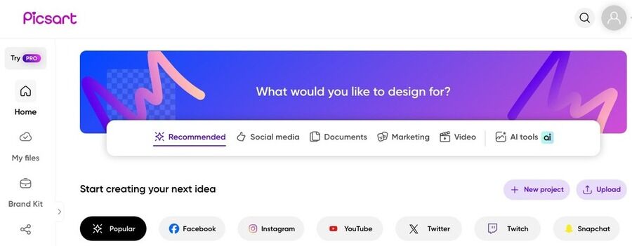 De 8 bedste gratis online AI-fotoredigeringsprogrammer 3 Picsart brugerflade.