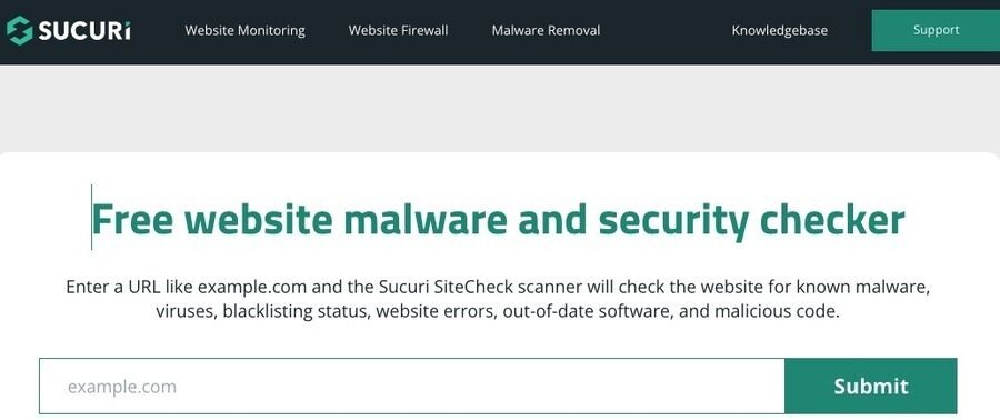 8 effektive sider, der lader dig tjekke, om et link er sikkert 7 Skærmbillede af sitecheck.sucuri.net hovedsiden