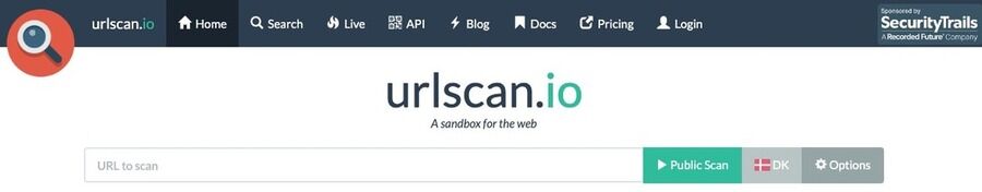 8 effektive sider, der lader dig tjekke, om et link er sikkert 1 Skærmbillede af URLScan.io hovedsiden.