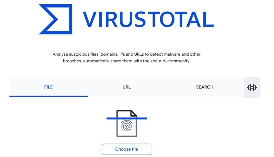 8 effektive sider, der lader dig tjekke, om et link er sikkert 4 Skærmbillede af virustotal.com hovedsiden