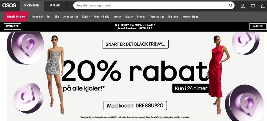 Skærmbillede af asos.com webside