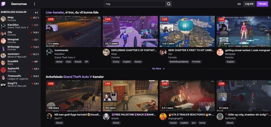 De 8 bedste platforme til vlogging 6 Skærmbillede af Twitch hjemmeside