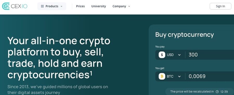 De 10 bedste kryptobørser med de laveste gebyrer 7 Et skærmbillede af cex hjemmesiden