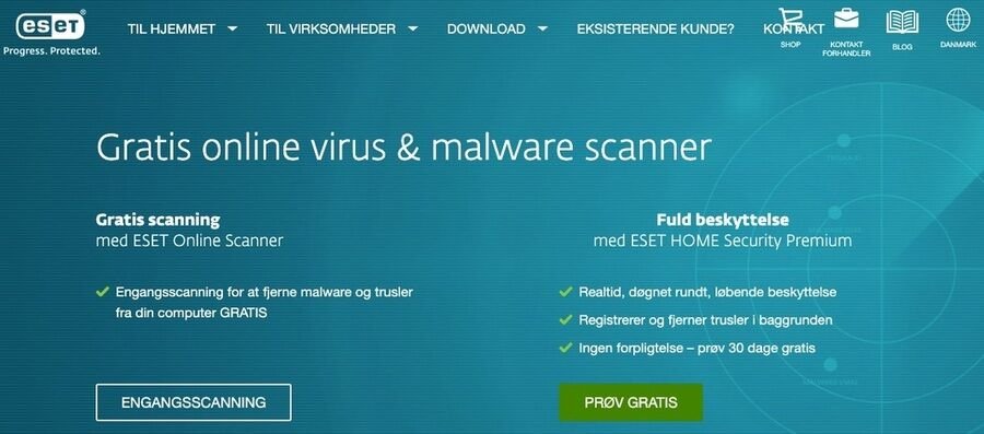 De 6 bedste websider til gratis online virus scanning og fjernelse 1 Skærmbillede af ESET online-scanner