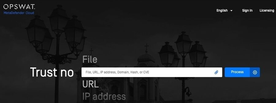 De 6 bedste websider til gratis online virus scanning og fjernelse 6 Skærmbillede af MetaDefender online-scanner webside