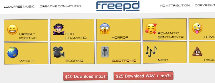 Skærmbillede af FreePD hjemmesiden