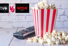 En collage om Apple TV+ vs Netflix