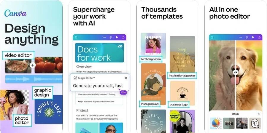 De 9 bedste gratis fotoredigeringsapps til Android og iPhone 7 Skærmbilleder af Canva-appen