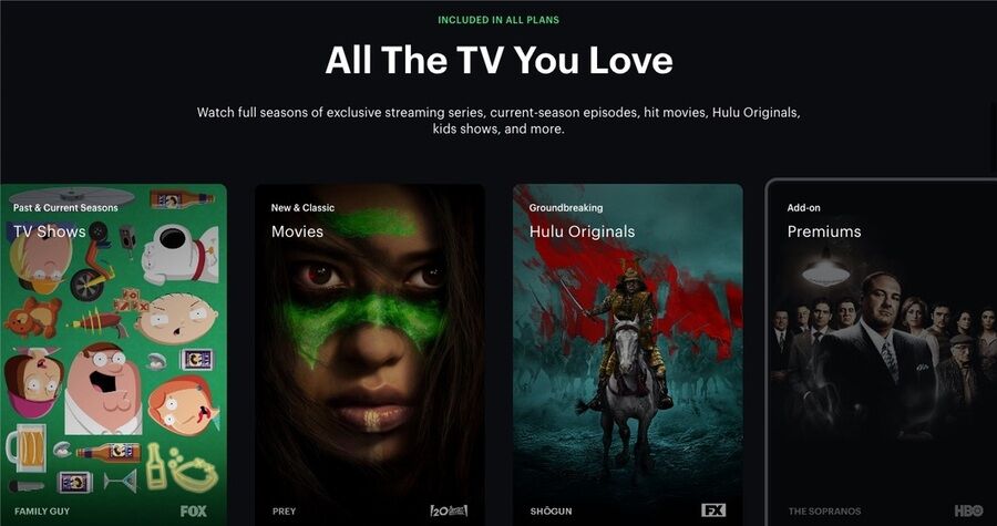De bedste streamingtjenester til 4K-indhold 5 Skærmbillede af Hulu websiden