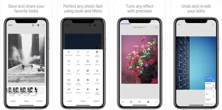 De 9 bedste gratis fotoredigeringsapps til Android og iPhone 2 Skærmbilleder af Snapseed-appen