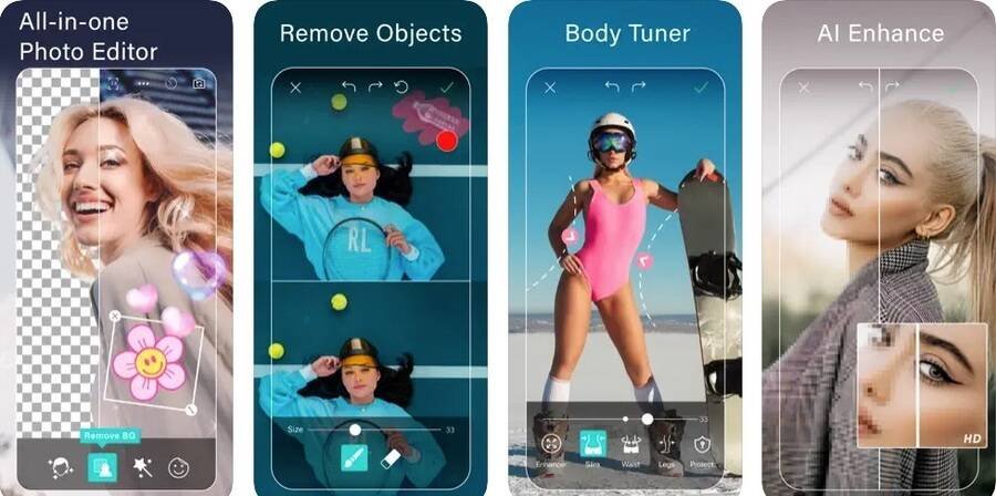De 9 bedste gratis fotoredigeringsapps til Android og iPhone 4 Skærmbilleder af YouCam Perfect-appen