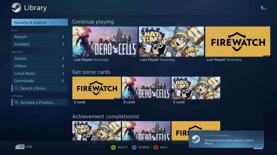 De 6 bedste apps, som enhver Smart TV-ejer bør installere 3 Skærmbillede af Steam Link-applikationen til Android TV
