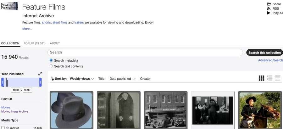 Skærmbillede af Internet Archive hjemmeside