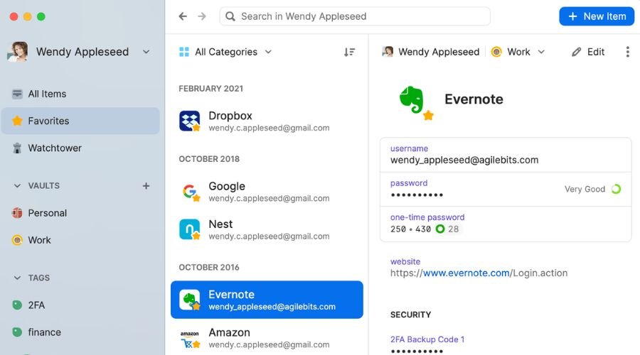Skærmbillede af 1Password Password Manager 