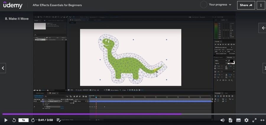 Nye Adobe Creative Cloud-abonnenter bør tjekke disse fremragende gratis ressourcer 5 Skærmbillede af kurset "After Effects Essentials" på Udemy
