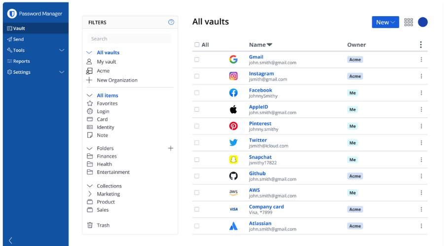 Skærmbillede af Bitwarden Password Manager