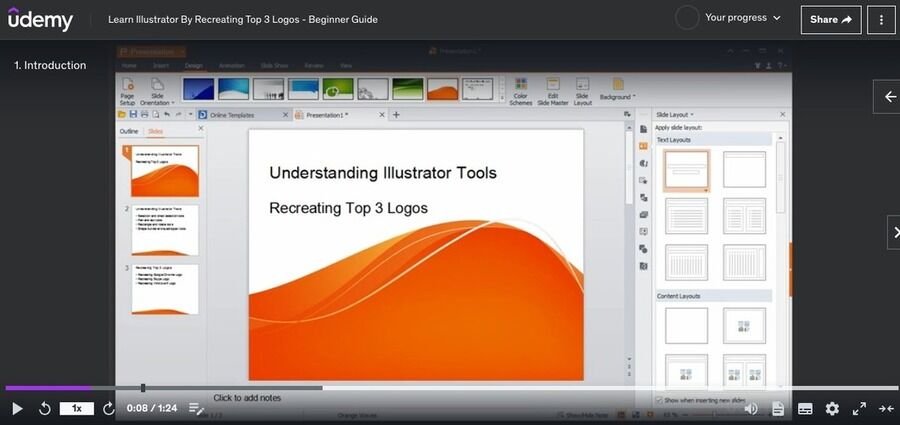Nye Adobe Creative Cloud-abonnenter bør tjekke disse fremragende gratis ressourcer 2 Skærmbillede af kurset "Lær Adobe Illustrator" på Udemy