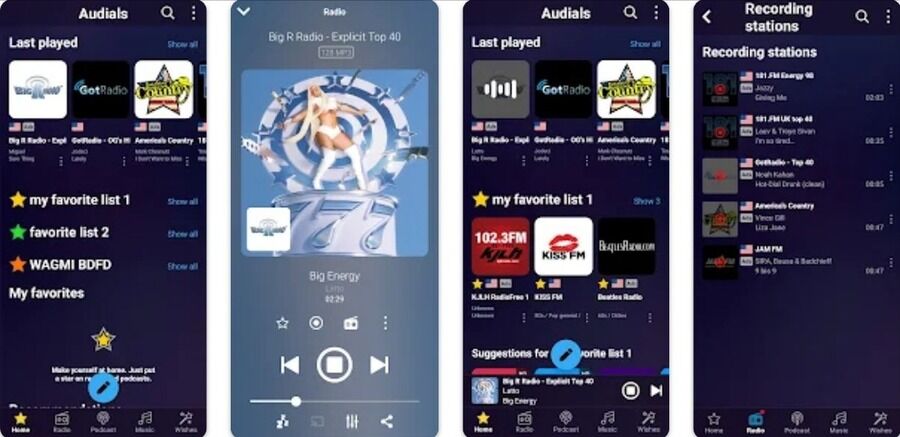 Skærmbilleder af Audials Play appen