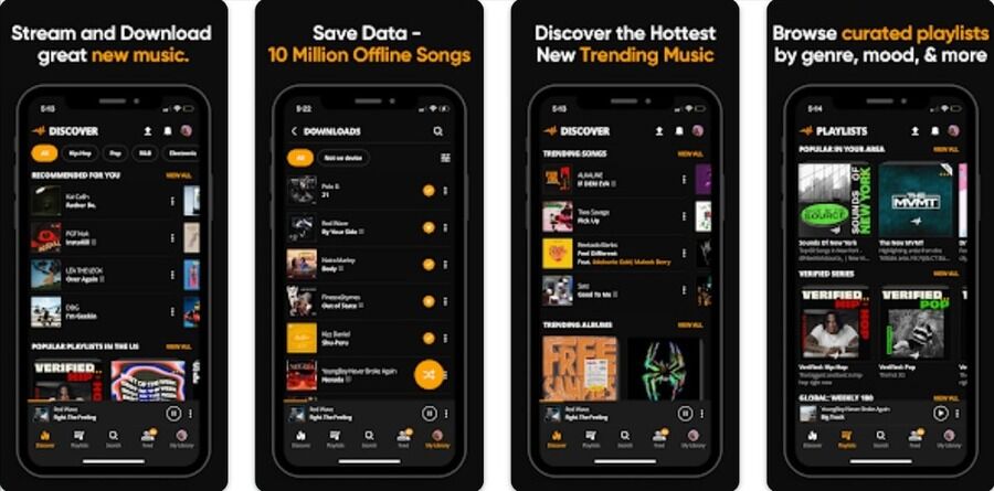 Skærmbilleder af Audiomack appen