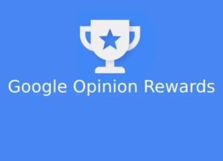 Google Opinion Rewards-logo på blå baggrund