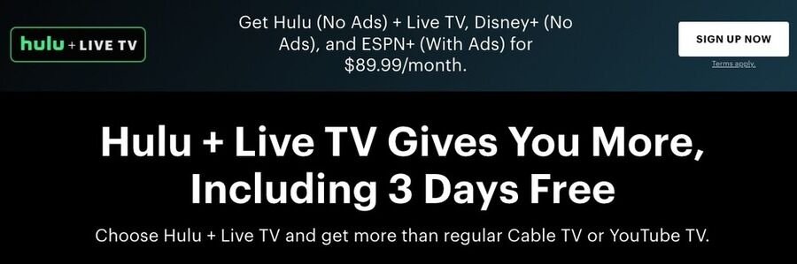 De 6 bedste streamingtjenester til din underholdning 2 Skærmbillede af Hulu Live TV websiden.