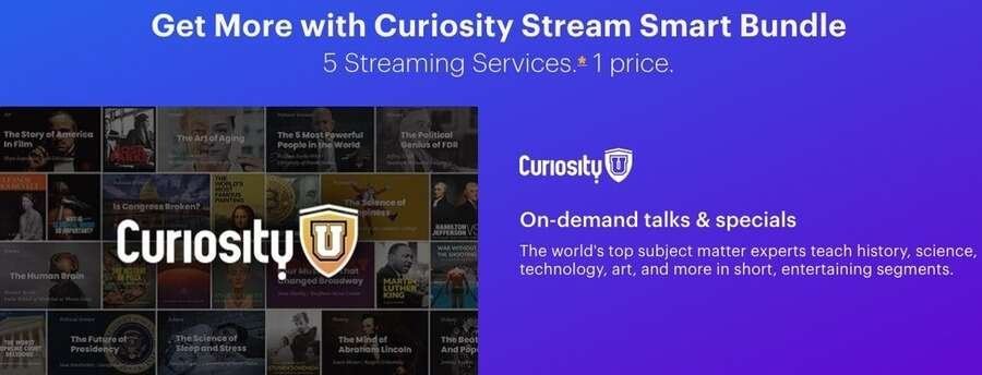 De 10 bedste streamingtjenester til dokumentarfilm 4 Skærmbillede af Curiosity Stream hjemmeside
