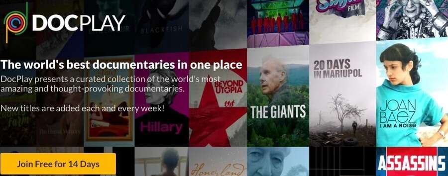 De 10 bedste streamingtjenester til dokumentarfilm 6 Skærmbillede af DocPlay hjemmeside.