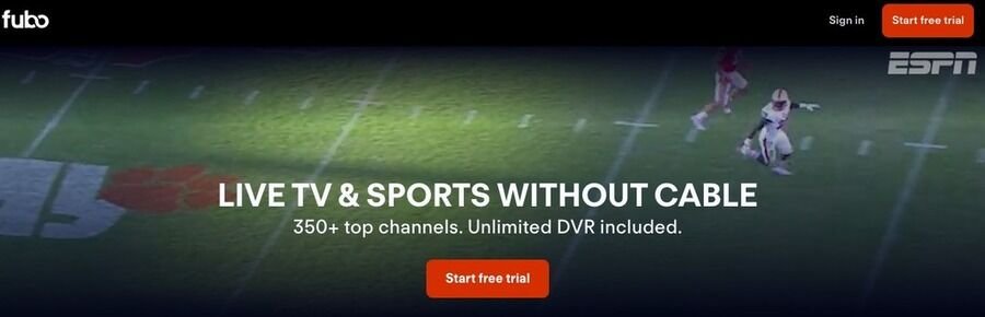 13 fremragende streamingtjenester med gratis prøveperioder 10 Skærmbillede af FuboTV hjemmeside.