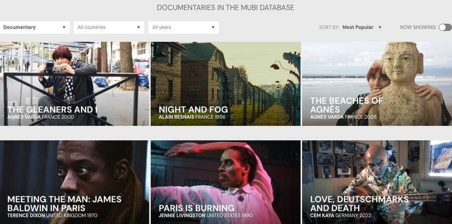 De 10 bedste streamingtjenester til dokumentarfilm 9 Skærmbillede af MUBI hjemmeside.