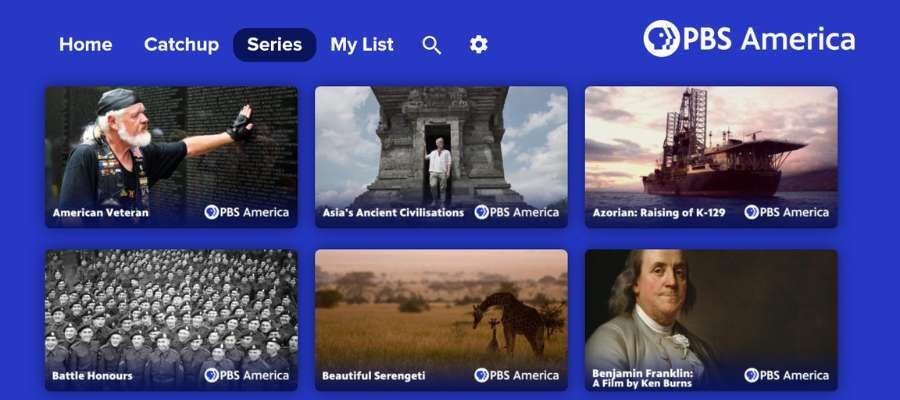 De 10 bedste streamingtjenester til dokumentarfilm 5 Billede af PBS America-appen på smart-tv.