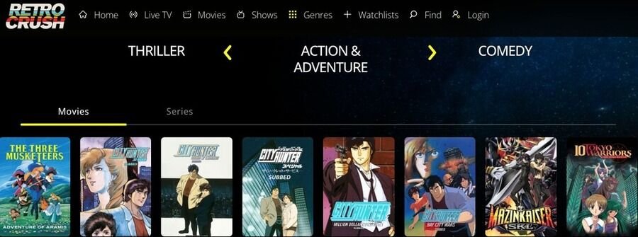 6 niche-streamingtjenester, der tilbyder mere fokuseret indhold end Netflix 4 Skærmbillede af RetroCrush hjemmeside.