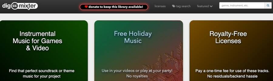 10 sider til at downloade gratis og copyright-fri musik til YouTube-videoer 10 Skærmbillede af dig.ccMixter hjemmeside.