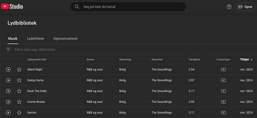 10 sider til at downloade gratis og copyright-fri musik til YouTube-videoer 3 Skærmbillede af Youtube Studio hjemmeside.